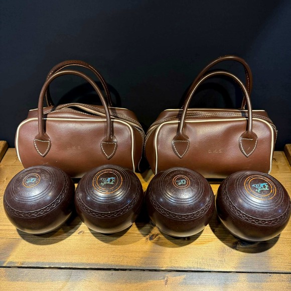 Other - Vintage Offmeister Lawn Bowling Bowls Balls Set Size 1 Super Grip w/ Carry Bags